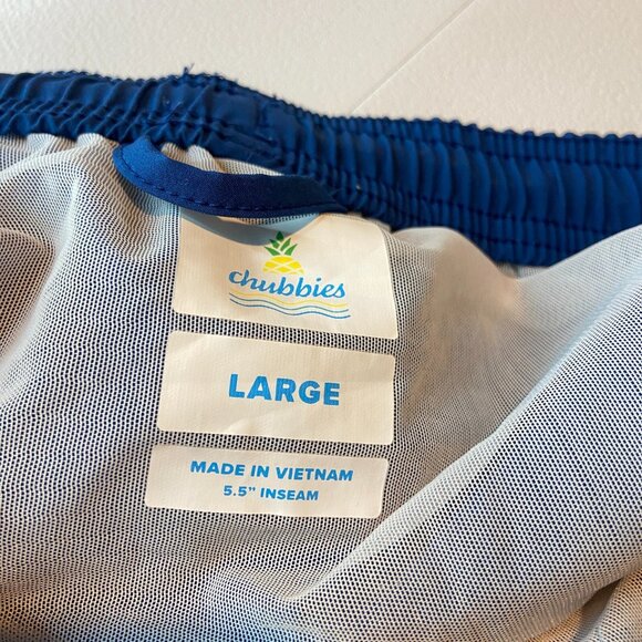 Chubbies Men L Swim Trunk Mesh Lined Blue Stripe 5.5" Inseam Beach Pool Vacation - Picture 3 of 9